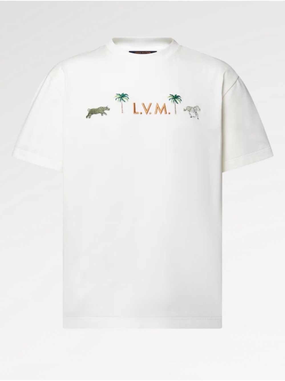 Louis Vuitton White L.V.M. Palm & Animal Motif Tee - Picture 2 of 6